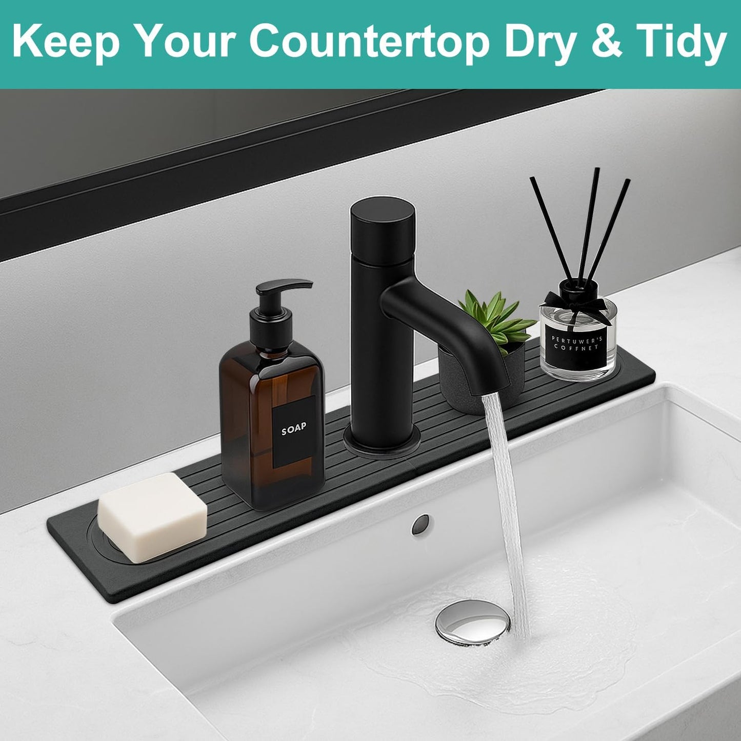 Fast Dry Stone Faucet Mat for Bathroom Sink Kitchen Counter Marble Trays | Small Diatomite Sink Splash Guard White Absorbent Tray Counter Quick Drying Stone Kitchen Diatomaceous Earth Around Faucet