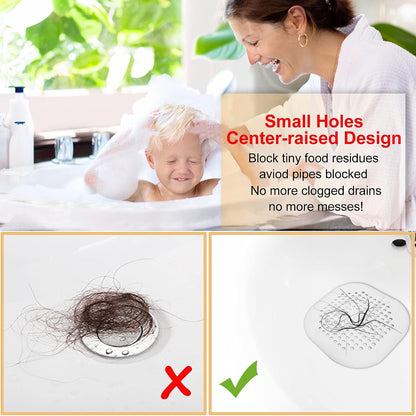 Bovinde Hair Drain Catcher,Square Cover for Shower 2 Pack (Black) | Drainer Cover Silicone Hair Stopper with Suction Cups,Protector Accessories,Easy to Install Suit for Bathroom,Bathtub,Sink