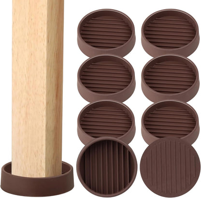 Rubber Non-Slip Furniture Pads, 2"x2" Casters Cup, Round, Brown, 8 PCS | Rubber Feet Floor Protector For Hardwood Floors, Prevent Scratching of The Floor, For Bed Sofa Table and Chair, Stopper