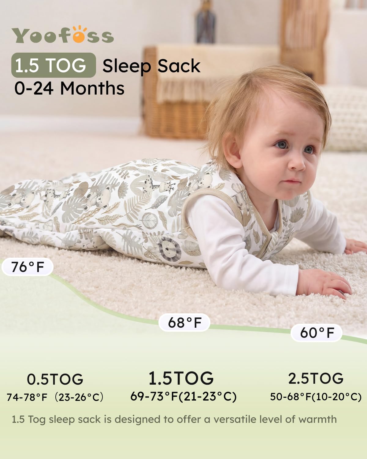 Yoofoss Baby Sleep Sack 0-6 Months Wearable Blanket for Babies 100% Organic Cotton 2-Way Zipper TOG 0.5 Toddler Sleeping Sack 3 Pack, Sleep Sacks