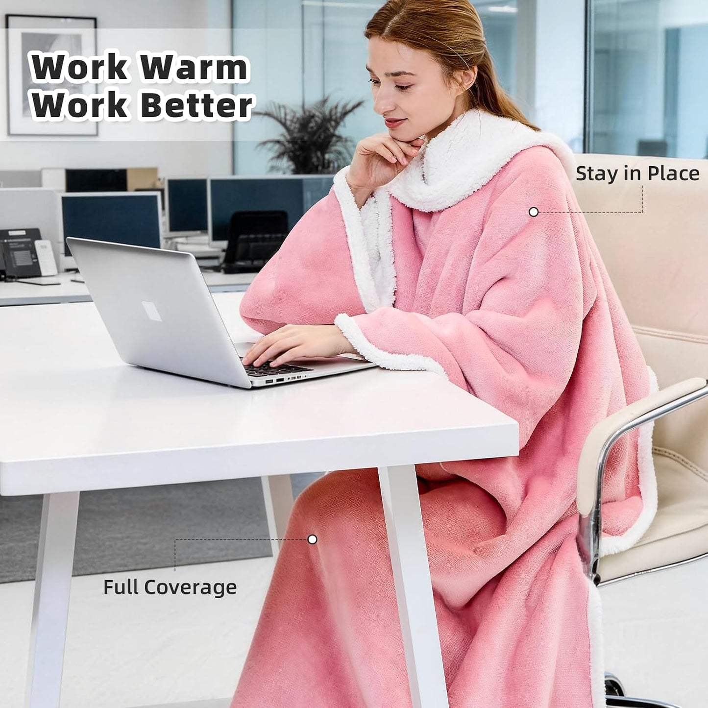 IFNOW Sherpa Wearable Blanket with Sleeves, Oversized Snuggle Robe, Purple | 430GSM Thick, 55x69", Big Pocket, TV Blanket,Fall Winter Dorm Essentials or Office, Christmas Birthday Gifts for Women Men