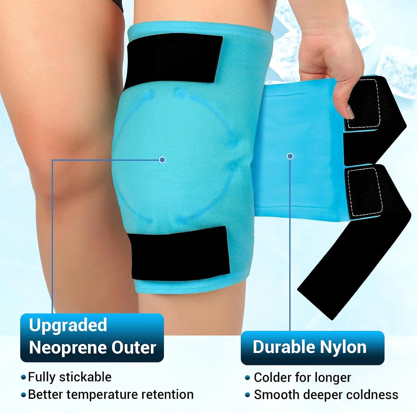 Comfytemp Large Knee Ice Pack Wrap Reusable Gel, FSA Eligible HSA, Full Coverage Knee Cold Compression Brace for Injuries, Pain Relief, Replacement Recovery, Arthritis, Surgery, Women Men Gift