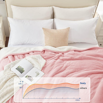 Sealy Electric Blanket Throw 50×60, Flannel to Sherpa, Charcoal