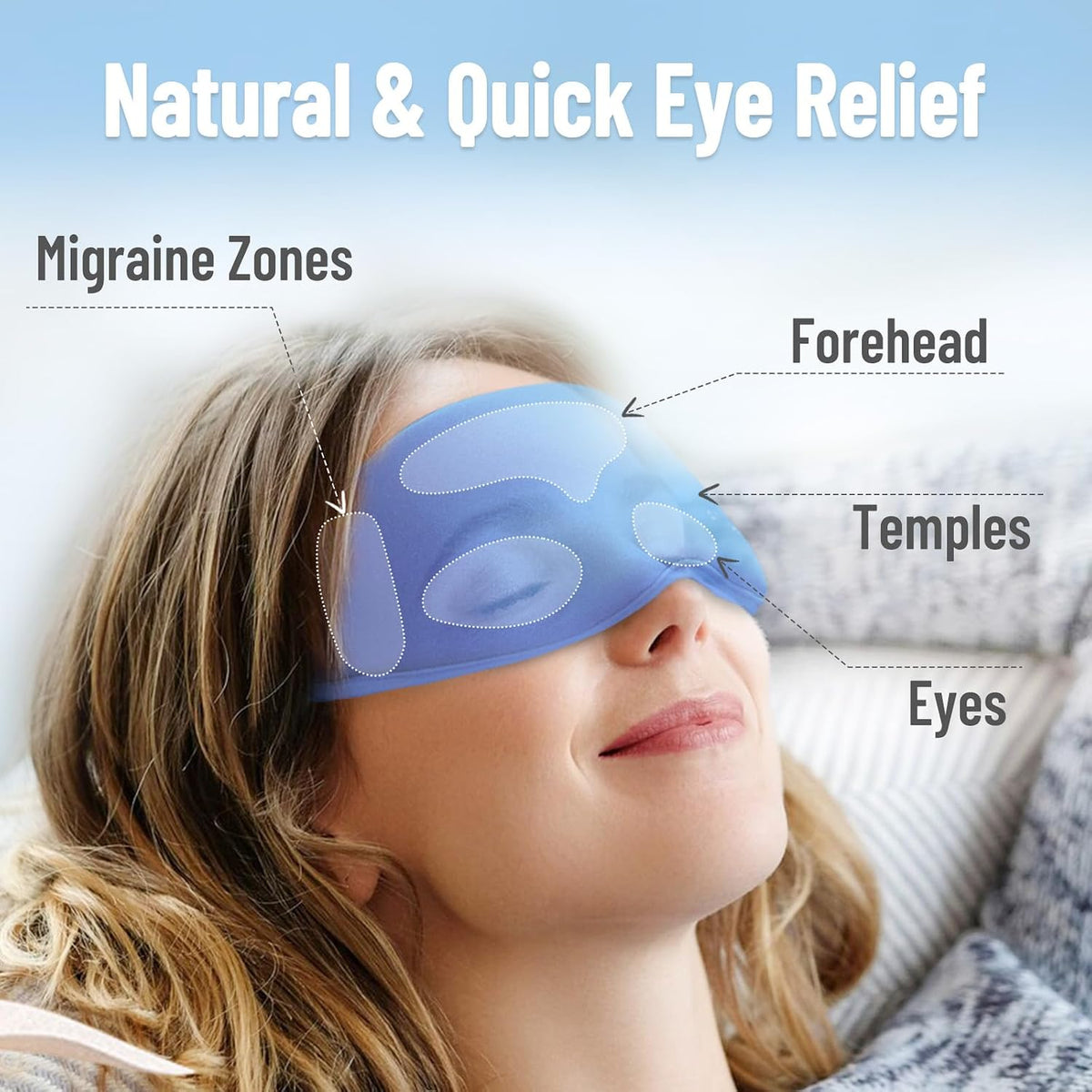Cooling Eye Mask, Cold Eye Mask for Puffiness, Reusable Ice Eye Masks for Dark Circles And Puffy Eyes, Relieve Your Migraines and Headaches with Gel Eye Masks Therapy, Long-Lasting Comfort, Light Blue