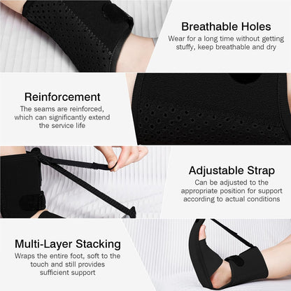 Upgraded Plantar Fasciitis Night Splint,Plantar Fasciitis Relief | Adjustable Straps,Supportive Foot Braces with Arch Cushion for Achilles Tendonitis, Heel Spur Pain Relief Day,Night (Black)