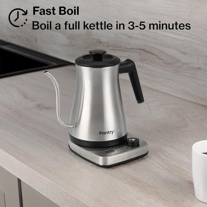 1.0L 1500W Gooseneck Electric Kettle - Stainless Steel Interior - Rapid-Boil - Auto Shut-Off, Boil-Dry Protection, Temperature Control, LED Indicator - Black by The Display Guys