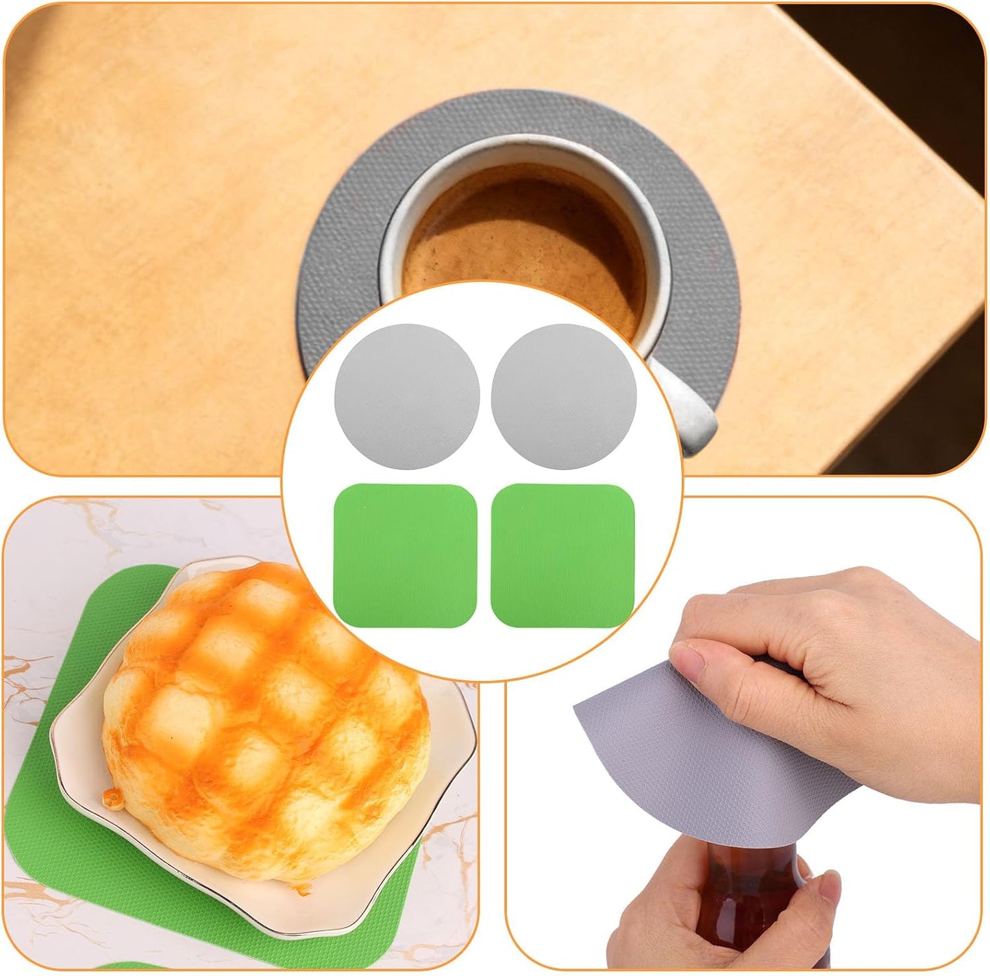 LUTER 4pcs Jar Opener Gripper Pad for Seniors with Weak Hands, Rubber | Multi-function Silicone Bottle Opener Lid Cap Rubber Gripper Pads Kitchen Coasters Gadgets, Light Blue, Green