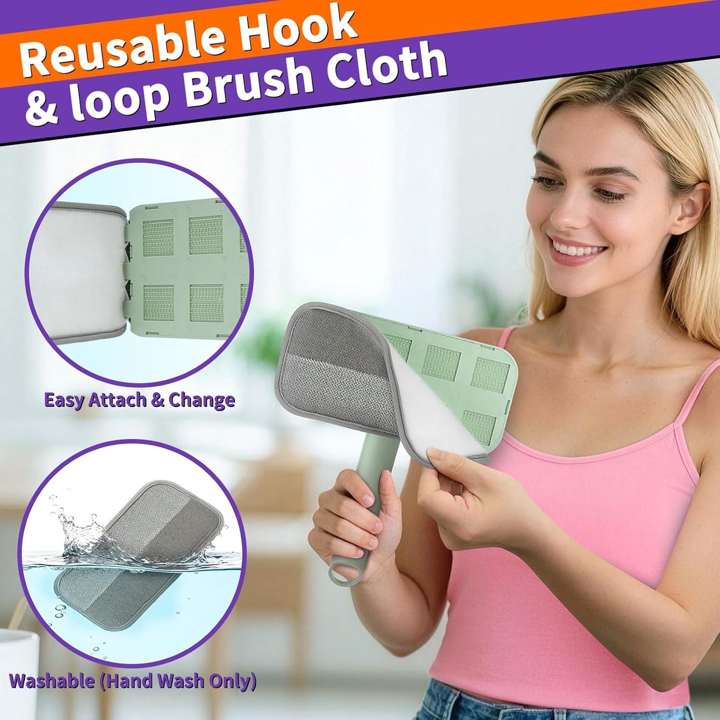 Rundik Pet Hair Removal Tool, Reusable Lint Brush for Multi-Fabric Edge | Upgraded Lint Broom Electrostatic Lint Brush Ideal for Pet Hair Removal, Couch & Bedding Cleaner, Dog & Cat Fur Removal