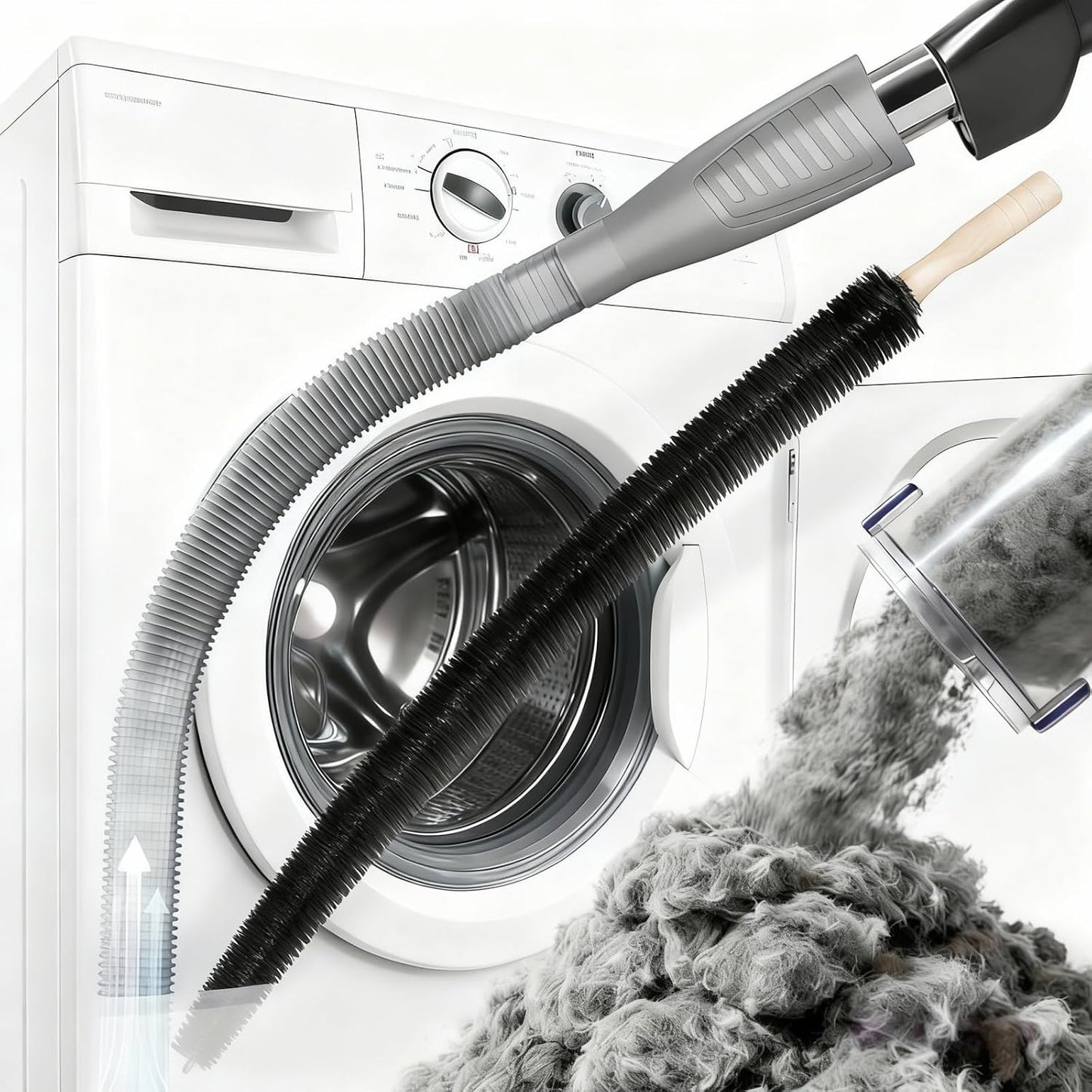 Dryer Vent Cleaner Kit - Universal Vacuum Hose Attachment & Lint Brush, Effectively Clean Clogged Dryer Ducts, Fit Most Vacuums for Dryer, Refrigerator Coils & Behind Appliances (Blue)