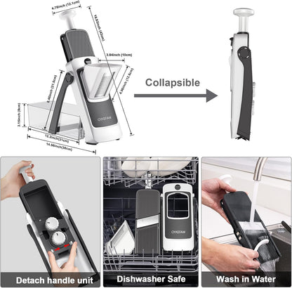 Safe Mandoline Slicer for Kitchen, Potato Slicer for Chips,Vegetable Cutter | Potato Slicer for Chips, 6 in 1 Vegetable slicer with Thickness Adjuster, Faster Kitchen Slicer for Meal Prep (Only Slice)
