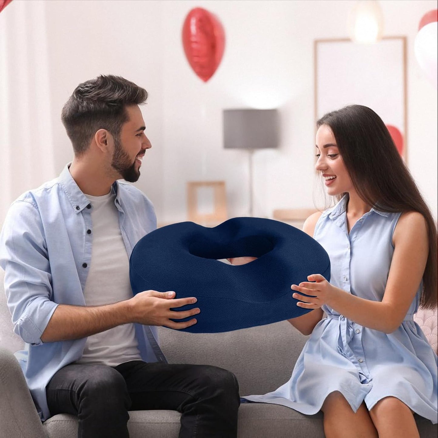 BlissTrends Donut Pillow Seat Cushion, Memory Foam Lifting Cushions(Black) | Donut Chair Cushions for Postpartum Pregnancy & Hemorrhoids,Tailbone Pain Relief Cushion for Office&Home Chairs