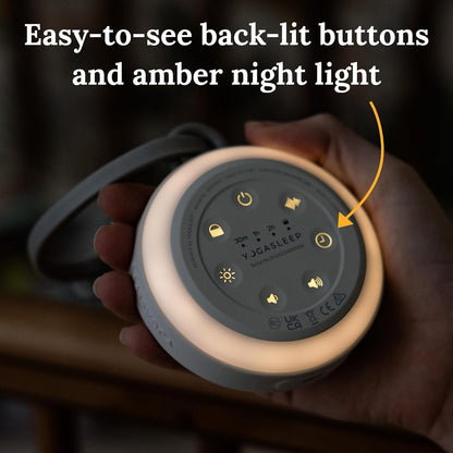 Yogasleep Hushh 2 Portable Sound Machine for Baby & Kids, New Reinforced Clip, Backlit Buttons, Night Light, 6 Soothing Natural Sounds, Easy to Use Timer, Volume Control, Toddler Lock, Noise Canceling