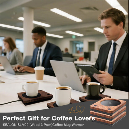 SEALON SLM03 Electric Coffee Mug Warmer - 3-Temperature Desk Cup Warmer with Auto Shut-Off (4 Hours) for Heating Coffee, Tea, Milk & Beverages