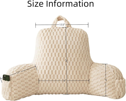 Large Reading Pillow for Adults, Back Support Pillow for Sitting Up in Bed with Arms, Couch for Lounging Bedrest, Pink