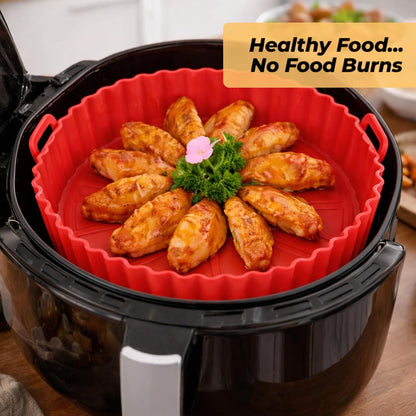 SAMNATE 3pcs Air Fryer Liners reusable - silicone air fryer liners, AirFryer Accessories, Air Fryer Silicone Liner - reusable airfryer liners - air fryer pans - airfryer liners