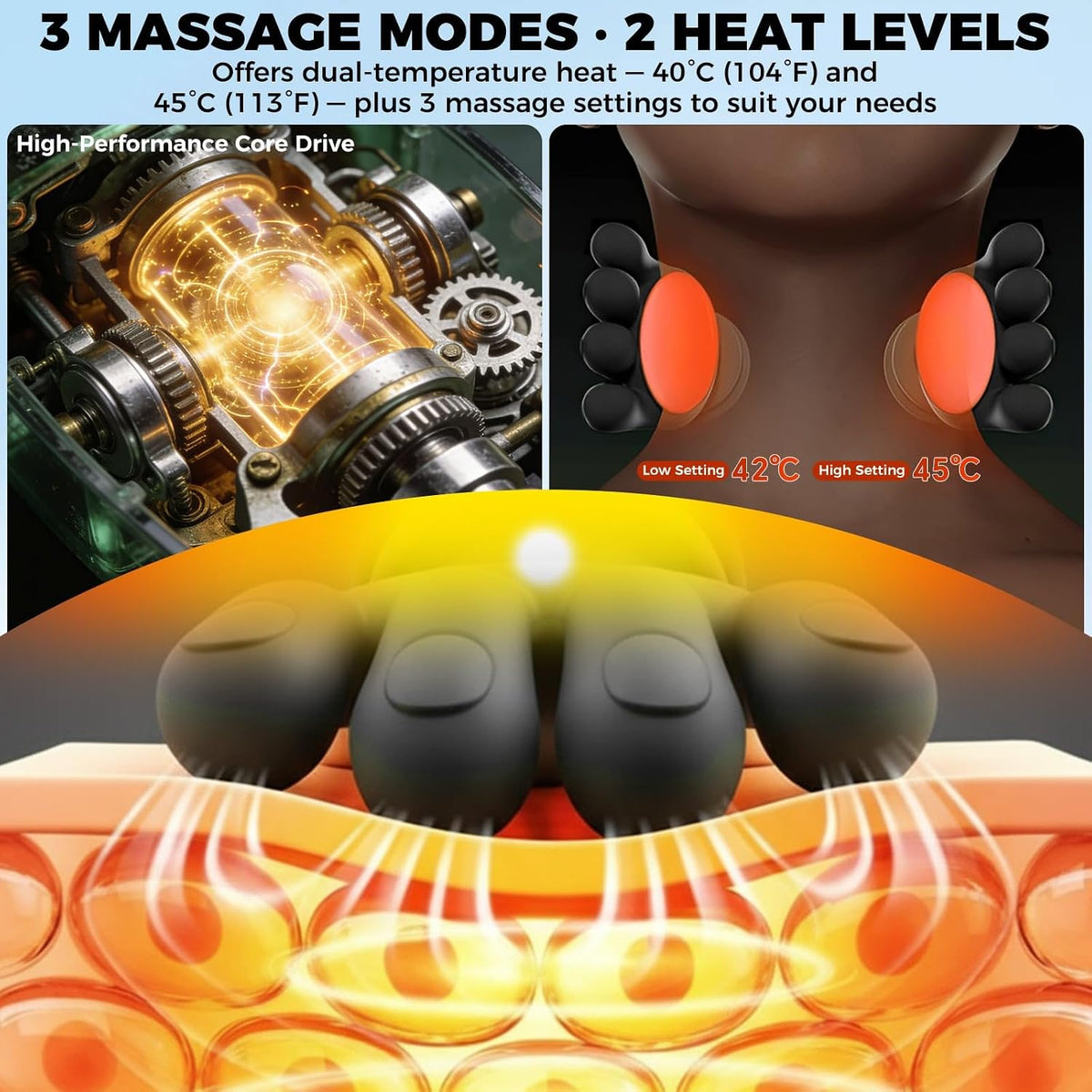 Neck Shoulder Massager with Heat, 4D Bionic Kneading Deep Tissue Relief
