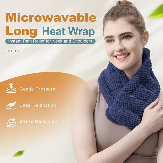 Microwavable Heating Pads for Neck and Shoulders Pain Relief Microwave Heat Pack Versatile Weighted Moist Heated Neck Wrap Reusable Herbal Nature Calming Beanbag Warm Compress 29X7 in 2.4Pounds