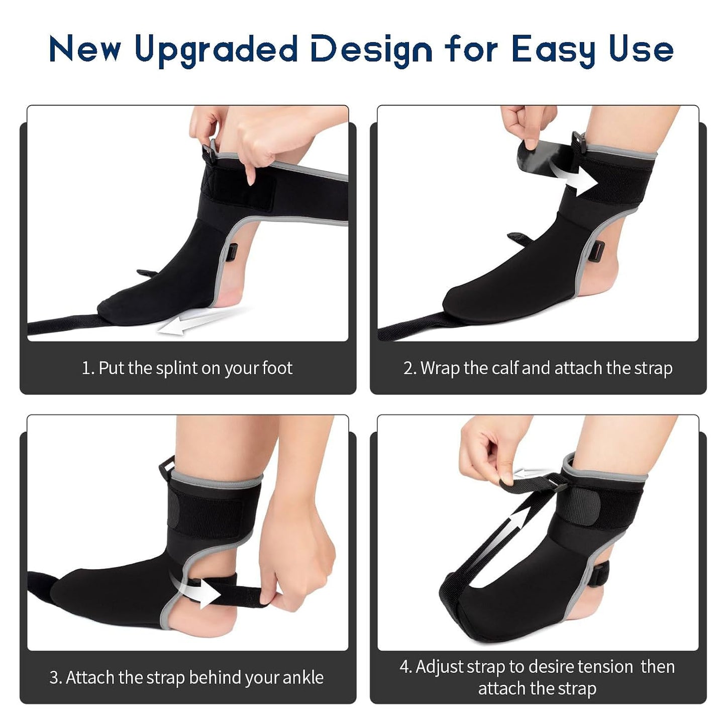 Adjustable Night Splint for Foot Drop & Plantar Fasciitis Relief, Soft Breathable Ankle Brace Support with Massage Ball for Achilles Tendonitis, Heel Spur, Flat Arch