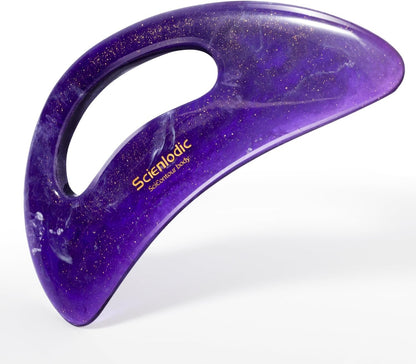 Scienlodic Gua Sha Massage Tool with Handle (Resin) Larger Guasha Scraping Tool for Back Neck Face Leg Massage, Lymphatic Drainage, Cellulite Remove - Large