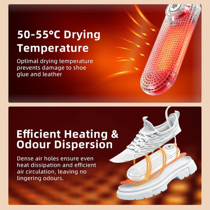 Electric Shoe Dryer, Footwear Dryers with 3/6/9 Hours Timer, Built-in Airflow Fan, Portable Dryers for Sneakers