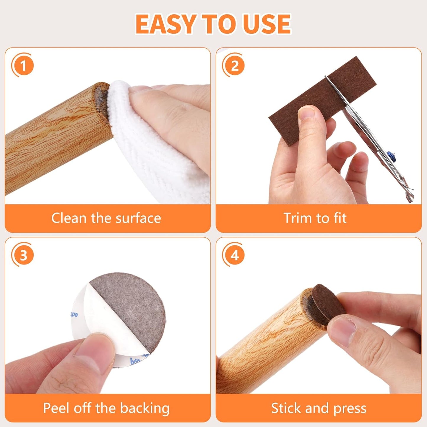 Felt Furniture Pads 300 Pieces, Furniture Pads for Hardwood Floors Black | Self-adhesive felt pads prevent scratches and noise, ideal for chair legs, suitable for hardwood floors and indoor furniture