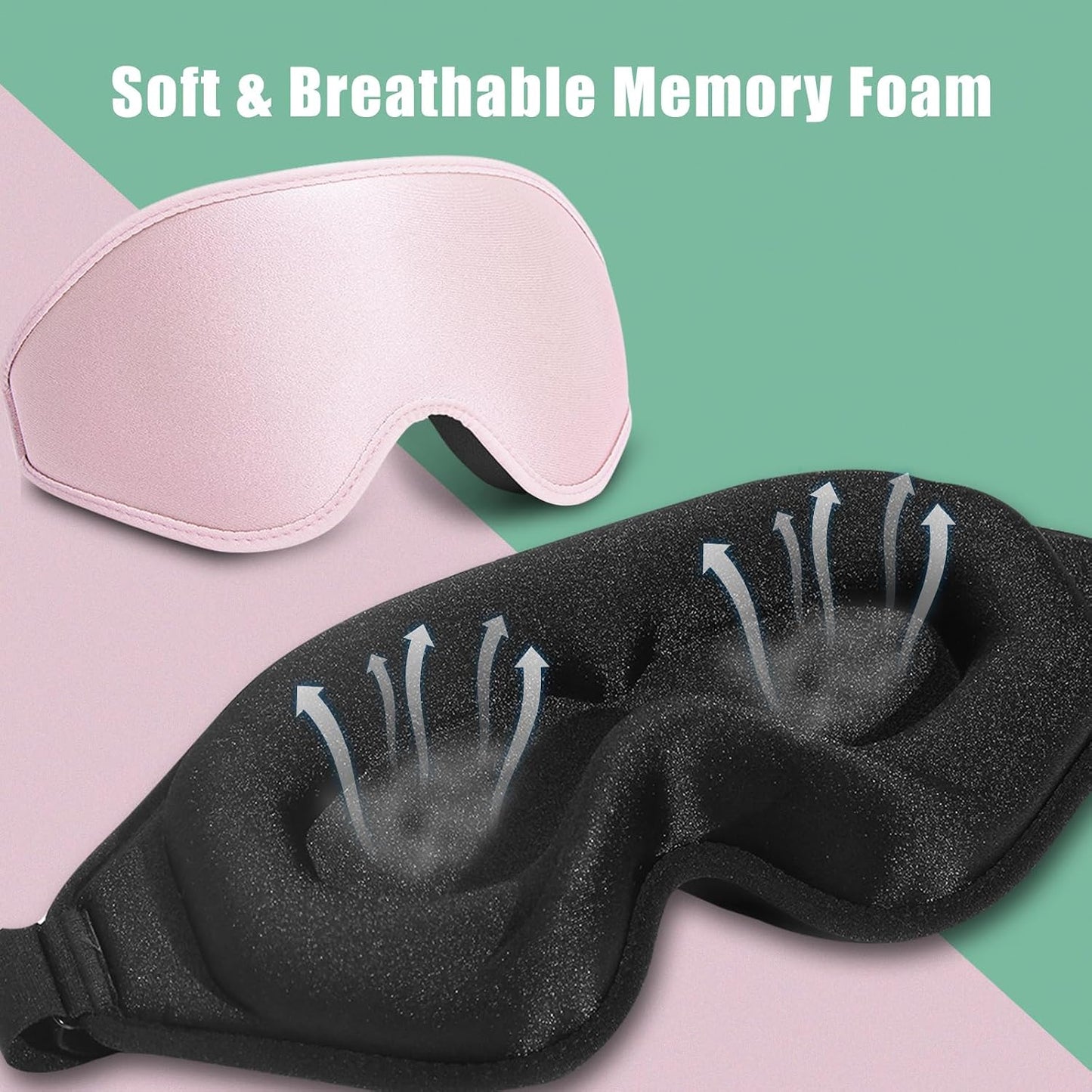 BeeVines 2 Pack 3D Contoured Sleep Mask Eye Mask for False Eyelash Extensions for Men & Women, Eye Mask for Sleeping with Adjustable Strap, 100% Blackout Eye Covers Night Blindfold for Yoga Travel