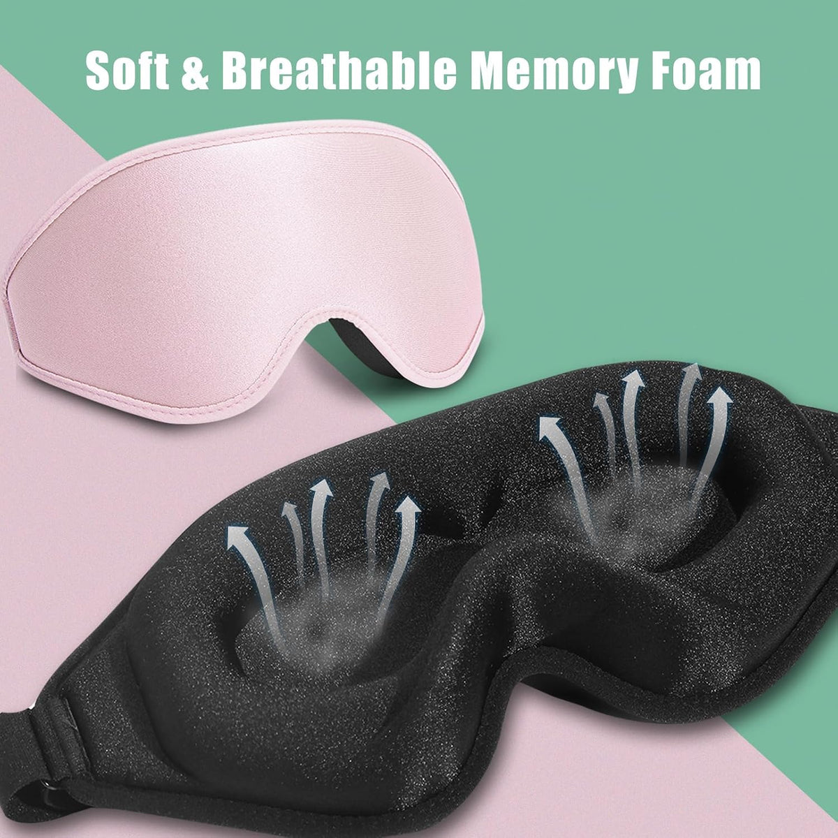 BeeVines 3D Molded Sleep Mask, Blackout Eye Masks for Sleeping (2 Packs)