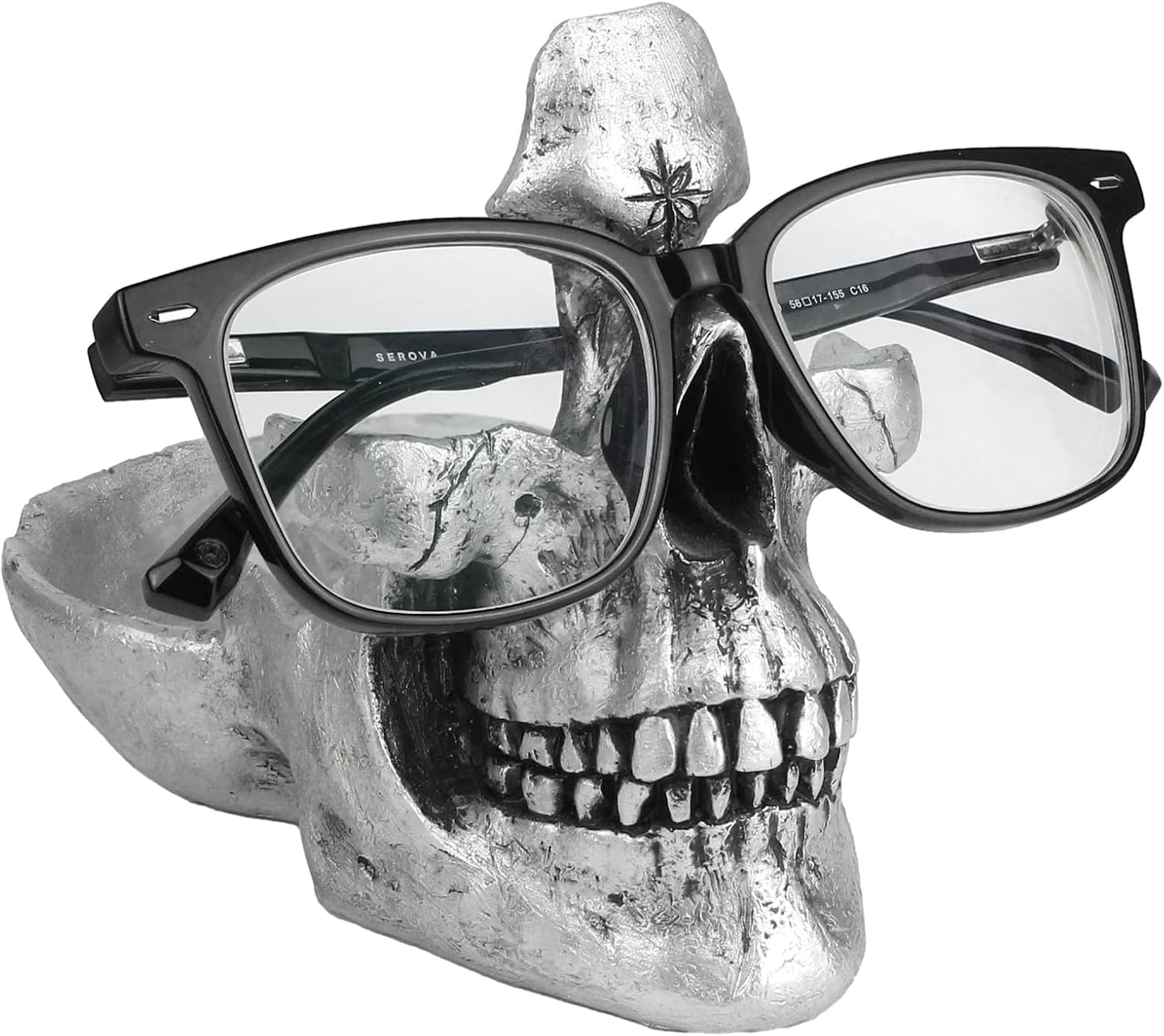 Mrlikale Skull Glasses Stand Holder, Creative Eyeglasses Holder | Sunglasses Spectacle Display Rack, Key Holder Resin Sculptures for Entryway, Home, Office, Desk, Nightstand (Gold)
