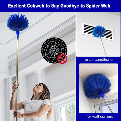Retractable Gap Dust Cleaner Under Appliance Microfiber Duster Dust Brush with Extension Pole (36 to 49 inches) Cleaning Duster for Bed High Ceilings Furniture Bottom Household Gap Duster Gray
