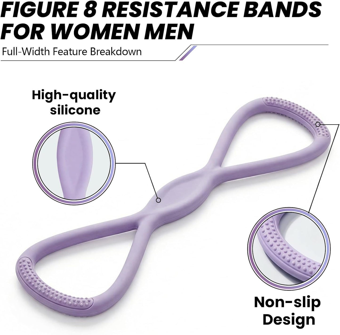 Figure 8 Resistance Band, Figure 8 Resistance Bands for Women Men,Resistance Band Figure for Working Out, Non-Slip Handles, Home Gym, Yoga & Physical Therapy