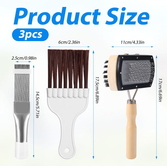 PEUTIER 3pcs Air Conditioner Fin Cleaning Brush, HVAC Conditioner Condenser Cleaner Stainless Steel Refrigerator Coil Cleaning Brush AC Fin Comb Evaporator Radiator Fin Repair Fridge Cleaning Tool