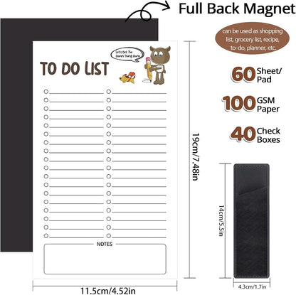 Thboxes 2 Pack Grocery List Magnet Pad for Fridge, 120 Sheets, Pen Holder | 4.5x7.5In Magnetic Grocery List Pad for Fridge, Full Back Shopping Checklist, Notepad for Kitchen, Home Office, Parents, Kids