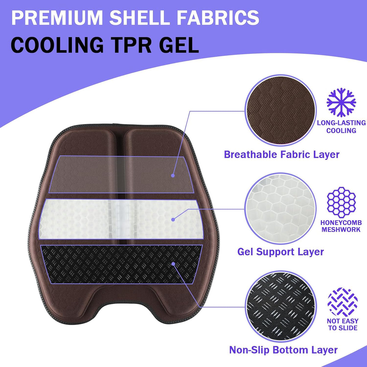 Soft Thin Gel Seat Cushion with 1 Inch Gel - Sciatica Relief