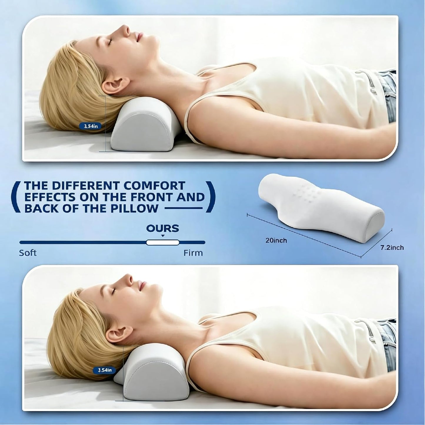 Cervical Neck Roll Pillow for Neck Pain Relief, High-Density Memory Foam Sleeping Decompression Support, Shoulder Relaxer & Neck Bolster (Adult Size)