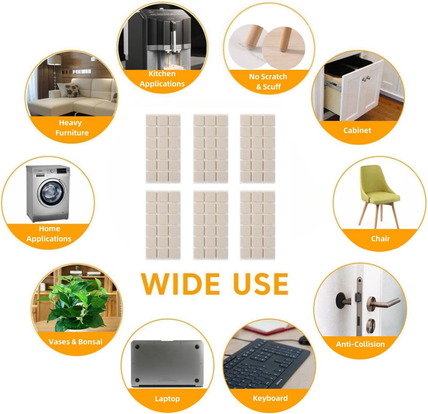Felt Pads Small 3/8" Felt Pads for Cabinet Doors Bumpers, Cabinet Cushion Dots Felt Cabinet Door Stops, Self Adhesive Thick Bumper Pads to Protect Surfaces -Anti Scratch 234 Pcs Round Brown