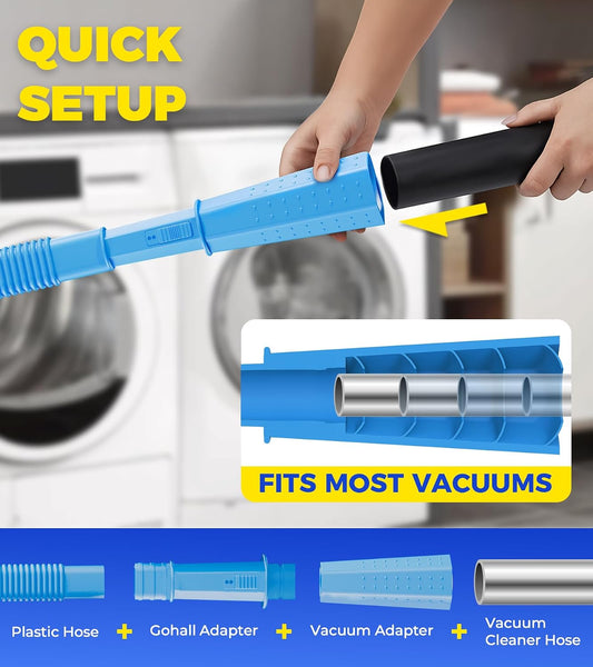 Dryer Vent Cleaner Kit - Flexible Dryer Lint Vacuum Hose Attachment | Lint Remover Compatible with All Vacuum Cleaner Laundry Room (Blue)