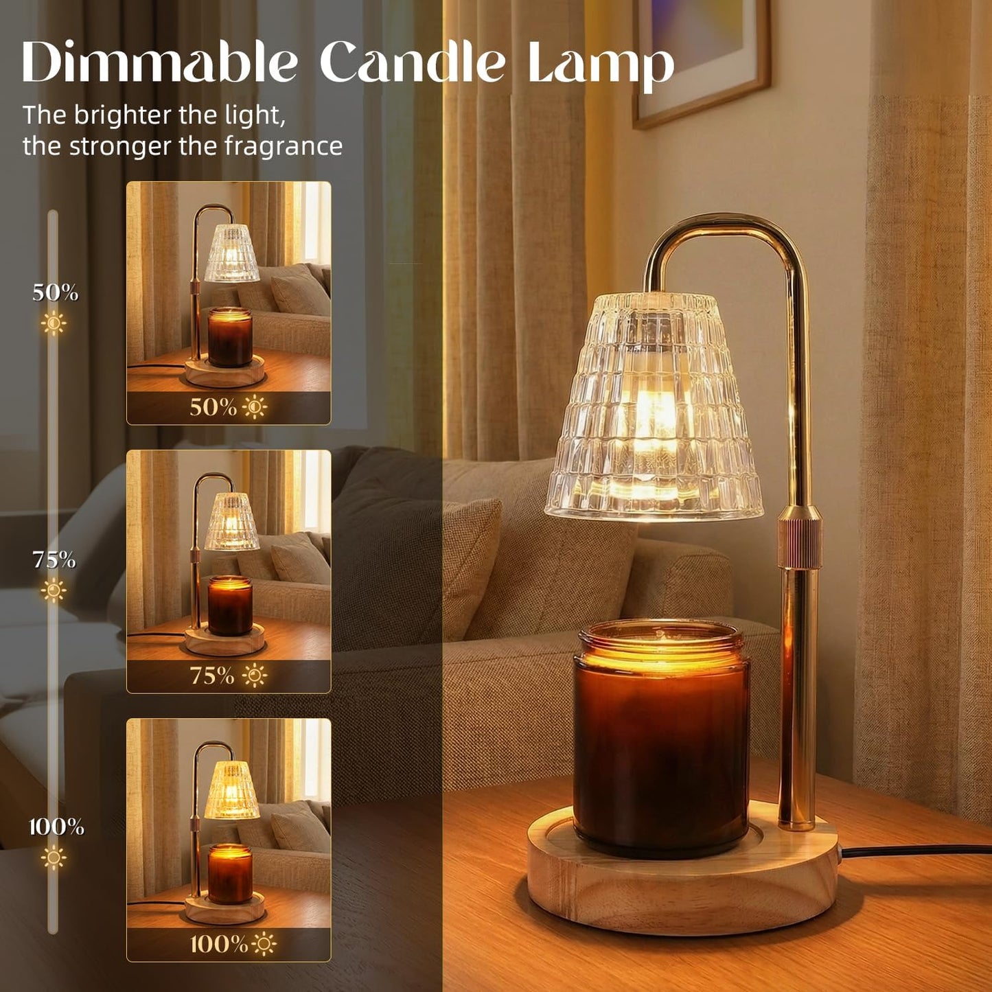 Glimra Candle Warmer Lamp, Candle Warmer Lamp with Timer, Dimmable | for Jar Candles Candle Warmer Birthday Gifts,for Mom Women Friend Sister,Office Apartment Dorm Room Home Decor Black