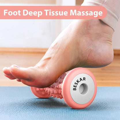 BESKAR Foot Massage Roller for Plantar Fasciitis Relief | Pressure Point and Deep Tissue Massages, Relieving Feet Arch Heel Pain, Myofascial Pain Syndrome, Portable Reflexology Tool