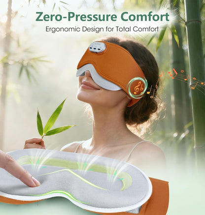 LC-dolida Voice Control Bluetooth Sleep Mask, Bamboo Cotton Bluetooth Sleep Headphones with 3D Zero-Pressure Cups and Timer Setting, Total Blackout Sleep Eye Mask for Side Sleepers (Purple)