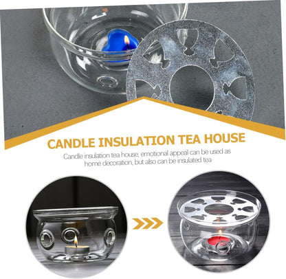High Borosilicate Glass Tea Warmer Base Teapot Heater Accessory for Home Sturdy and Heat Resistant for Blooming Tea and Milk