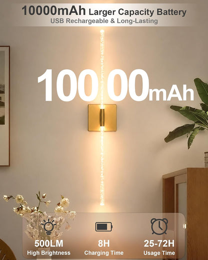 iThird Battery Operated Wall Sconces Set of 2: 10000mAh Rechargeable Wireless Wall Lights, 360° Rotatable Magnetic Wall Lamp, 4CCT Dimmable LED Wall Lighting for Bedroom Living Room Hallway, 31.7in