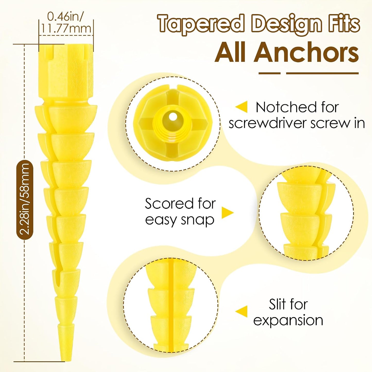 10 Pcs Wood Anchor, Fix Stripped Wood Screw Holes, Red | Fits Screws Sizes #2 to #16, Repairs Stripped Screw Holes, For Door Hinges, Cabinets and Furniture, Easy to Install