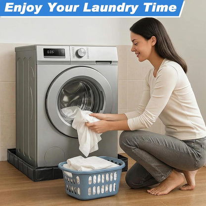 31 x 31 x 3 Inch Foldable Washing Machine Pan Washer Drain Pan with Drain Hole and 4 Pcs Mat, Non Slip Leak Proof Anti Vibration Waterproof Drip Tray for Washer Dryer Floor Protection