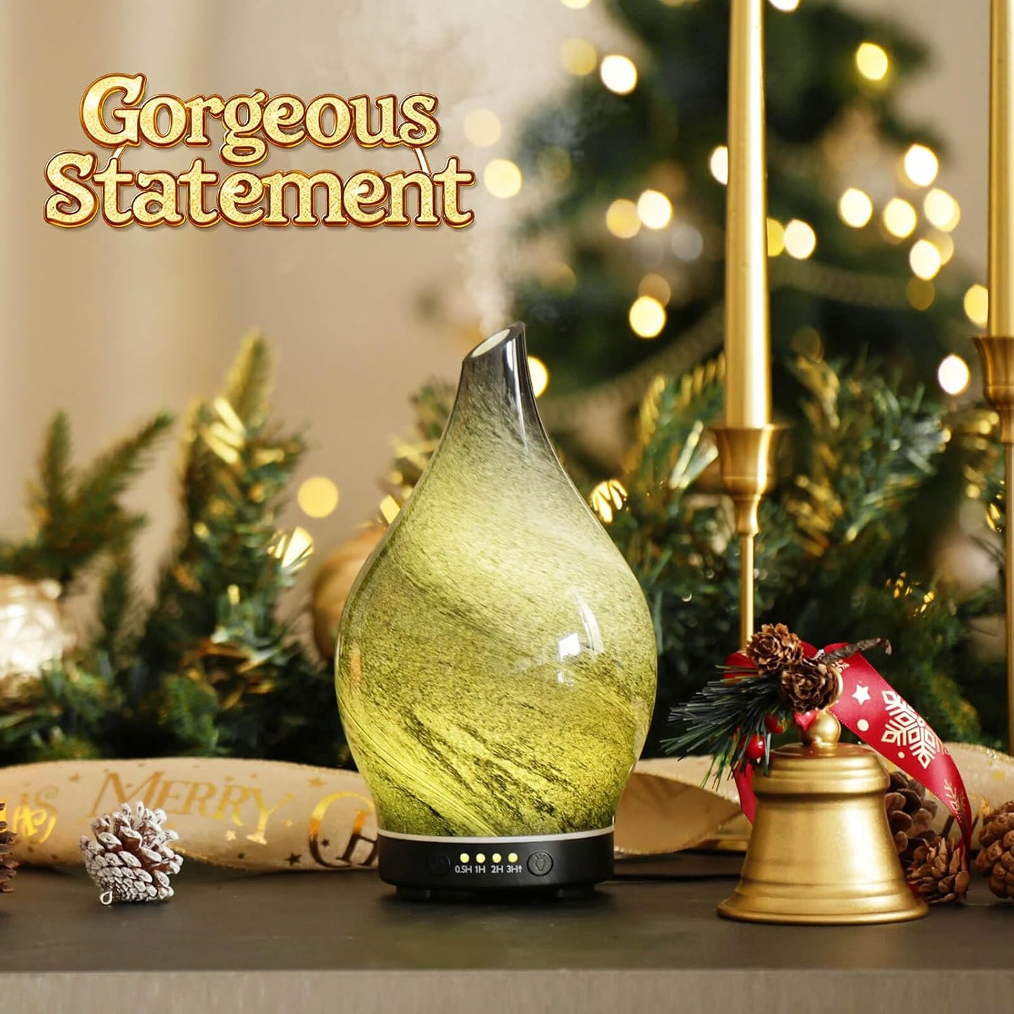 Porseme Oil Diffuser 3D Glass Aromatherapy Ultrasonic Humidifier, Air Refresh Auto Shut-Off, Timer Setting, BPA Free for Home Hotel Yoga Leisure SPA Gift 150ml Last 6H - Colors B