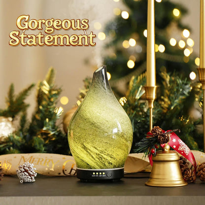 Porseme Oil Diffuser 3D Glass Aromatherapy Ultrasonic Humidifier, Air Refresh Auto Shut-Off, Timer Setting, BPA Free for Home Hotel Yoga Leisure SPA Gift 150ml Last 6H - Colors B