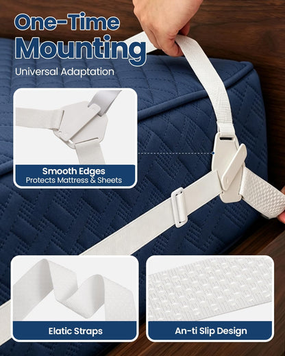 Bed Sheet Holders, Fitted Sheet Holder, 10 Twist-Locks, 360°Secure Fit