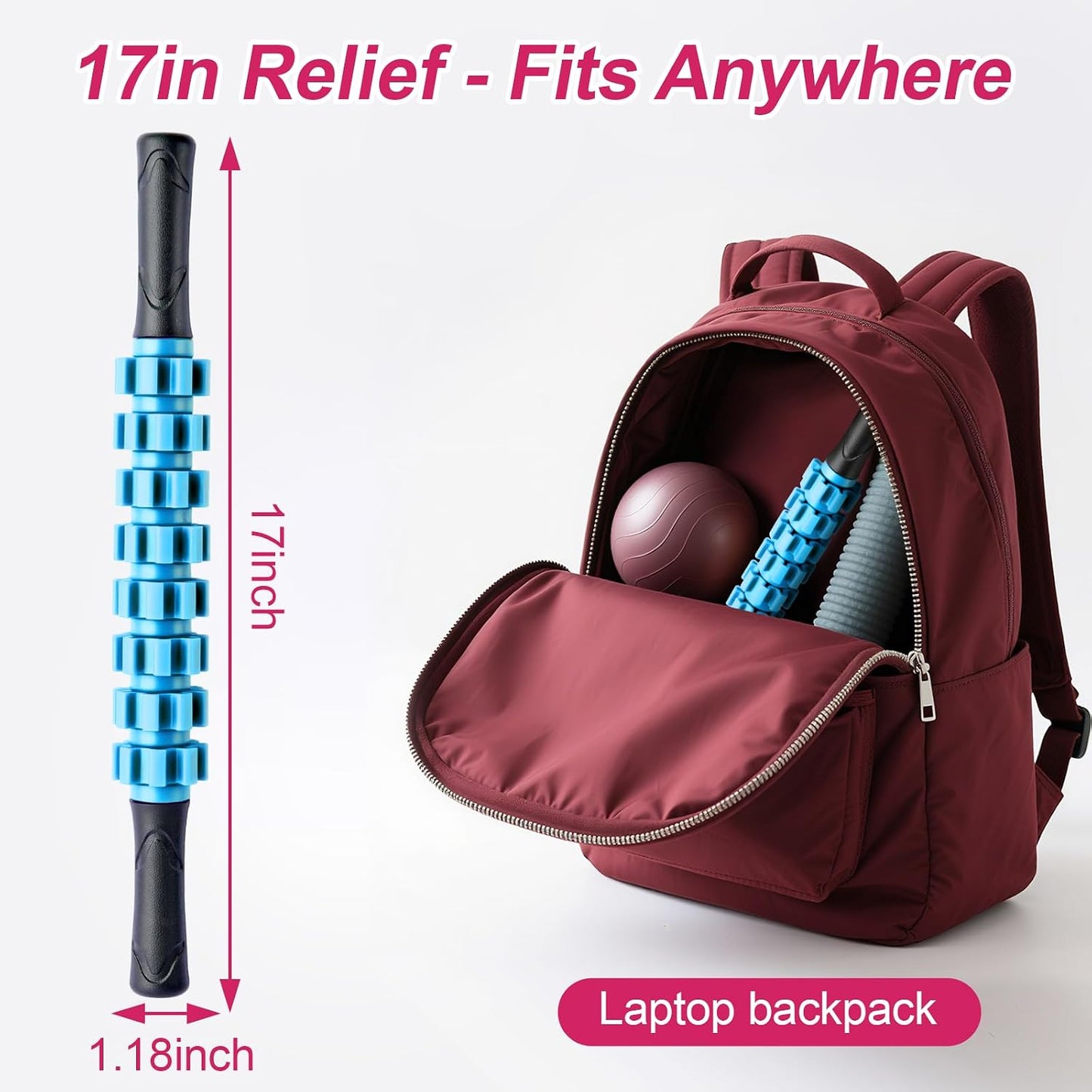 Massage Roller, Muscle Roller Stick, Therapy Roller Stick for Legs, Calf, Thigh, Lipo Roller for Relief Muscles, Deep Tissue Massage Rolling Pin for Trigger Points, Help Sore Muscle Recovery