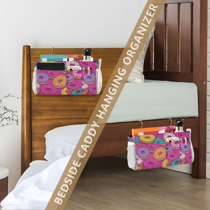 Bedside Caddy Hanging Bunk Bed Caddy Bed Organizer Hanging Pocket with 2 Hooks Bedside Storage Organizer Pocket Bag Holder Checkered Light Green - Colors B