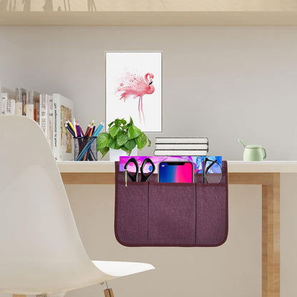 Bedside Caddy Bedside Storage Organizer Magazine Phone Tablet iPad Remote Holder, Organizer Caddy for Home College Dorm Bed, Sofa, Bunk Bed (Grey)