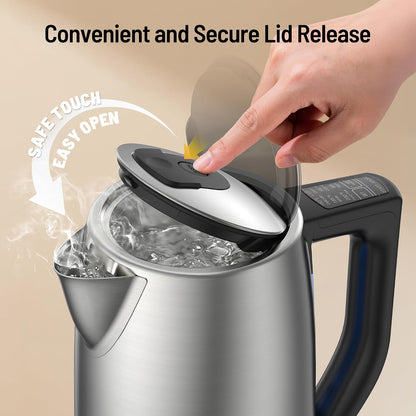 Electric Tea Kettle, 6 Precise Temperature Presets 1.7L Stainless Steel Electric Kettle Temperature Control,1500W Fast Boiling Hot Water for Oolong & Green Tea with Strix Control